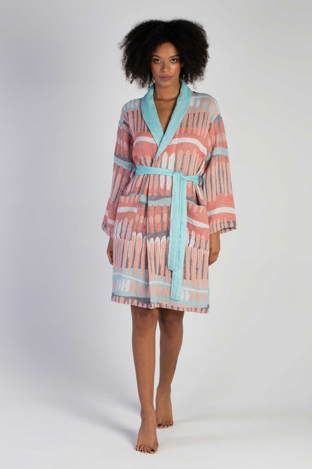 [CHAPUTS Tibia Pink Bathrobe] Peshtemal Turkish Towel Bathrobe Fouta